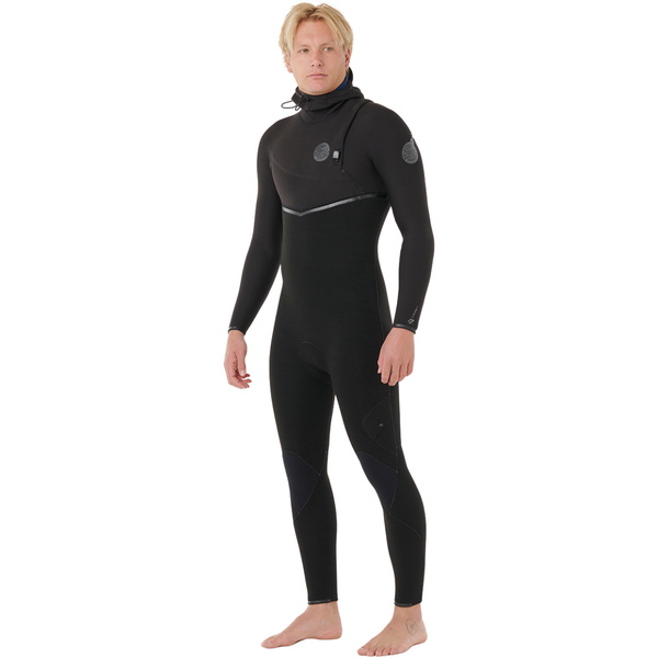 2026 Rip Curl Heren E-Bomb 5/4mm Ritssluiting-vrij Met Capuchon Wetsuit 17IMFS - Black